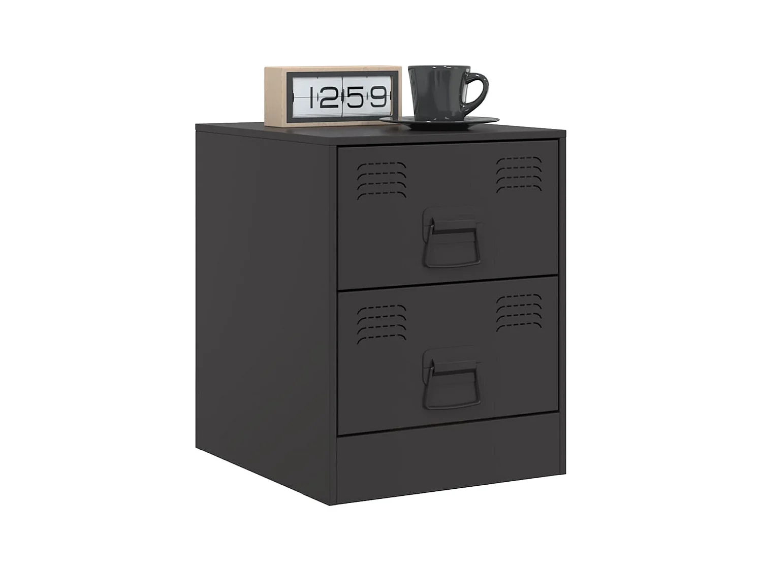 Mesitas de noche | Mesilla de noche 2 unidades acero negro 34,5x39x44 cm