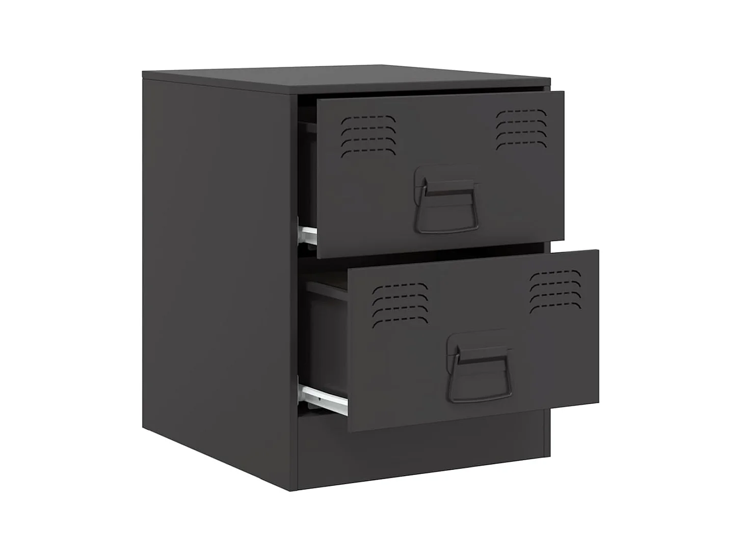 Mesitas de noche | Mesilla de noche 2 unidades acero negro 34,5x39x44 cm