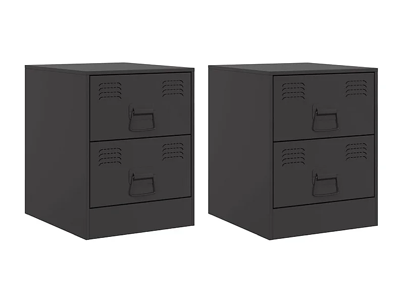 Tables de chevet lot de 2 avec rangement noir 34,5x39x44 cm acier