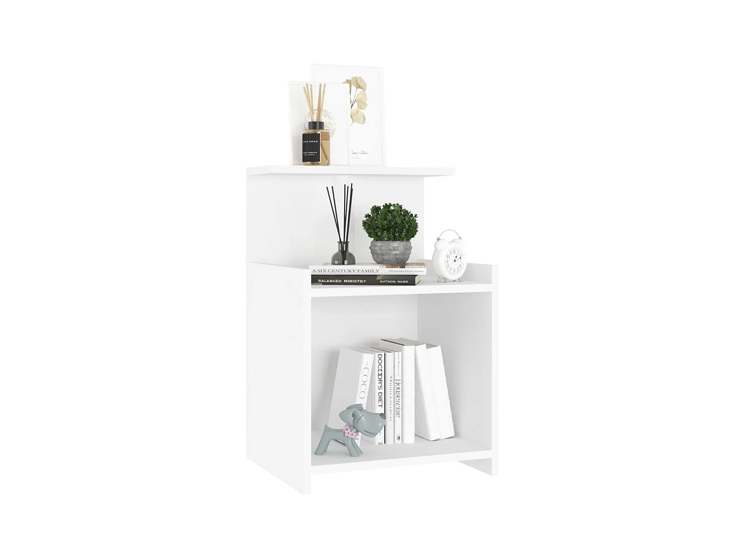 Tables de chevet-Tables de nuit 2 pcs avec Compartiments ouverts Blanc 40x35x60 cm Aggloméré