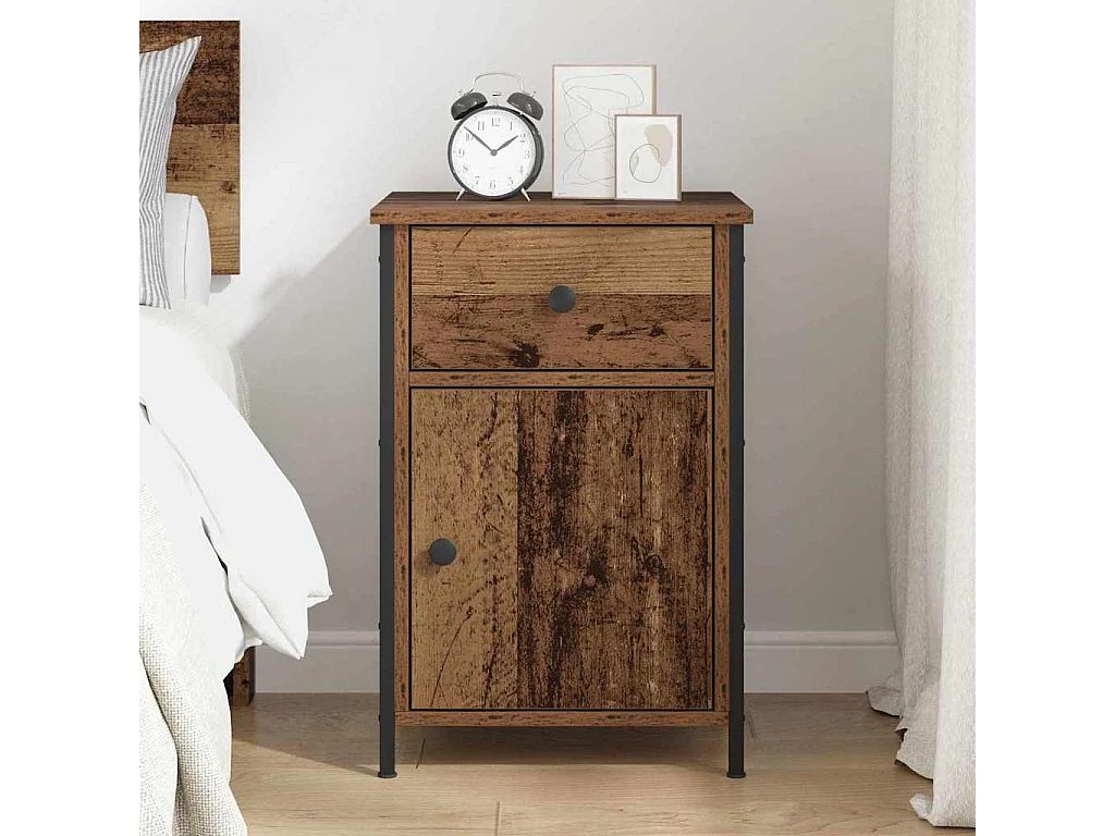 Table de chevet-Table de Nuit Bois ancien 40x42x60 cm Bois d'ingénierie