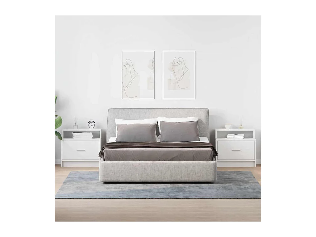 Mesillas de noche | Mesita de noche con cajón 2 uds blanco 51x31x47 cm