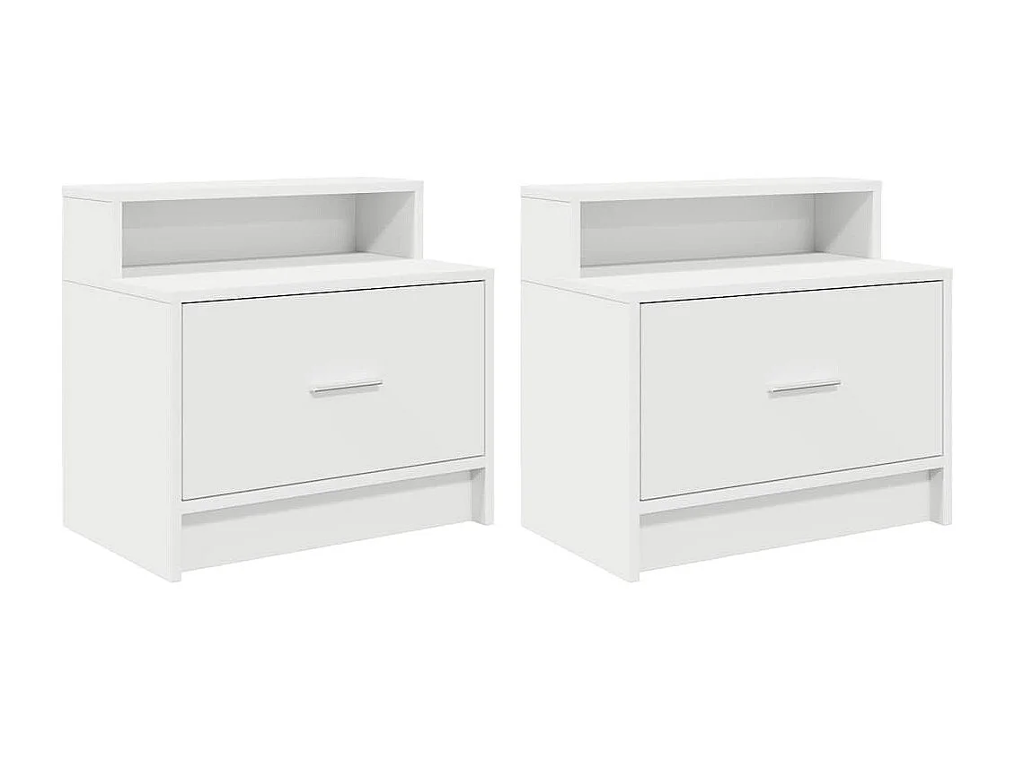 Nachttisch 2er Set-Beistelltisch mit Schublade. Weiß 51x31x47 cm SHL39855