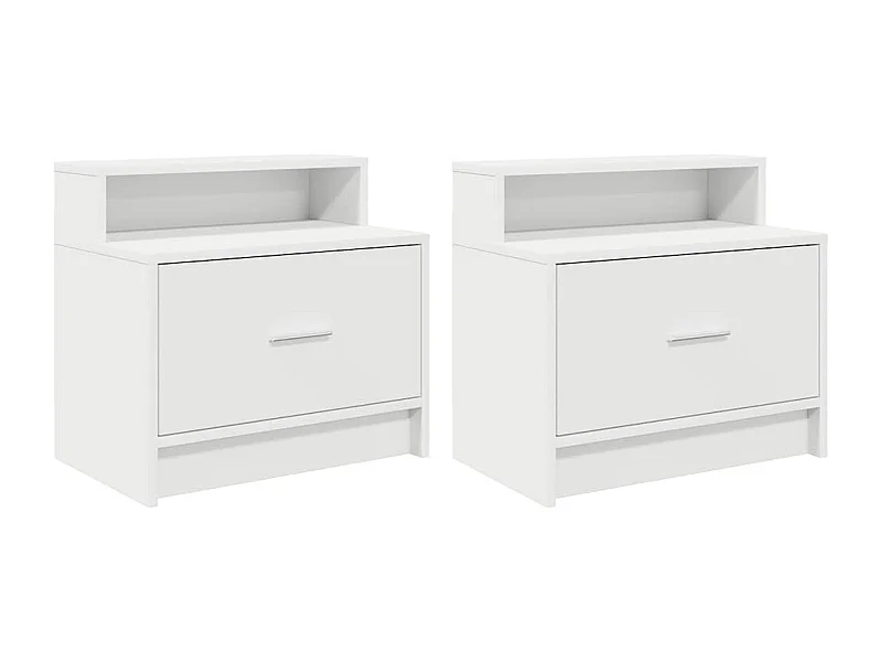 Nachttisch 2er Set-Beistelltisch mit Schublade. Weiß 51x31x47 cm SHL39855