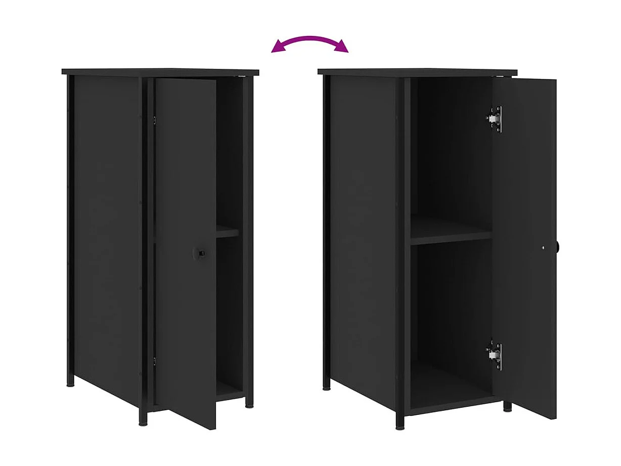 Nachttisch 2er Set-Beistelltisch-Nachttischkommode Schwarz 32x42x80 cm Holzwerkstoff SHL77528