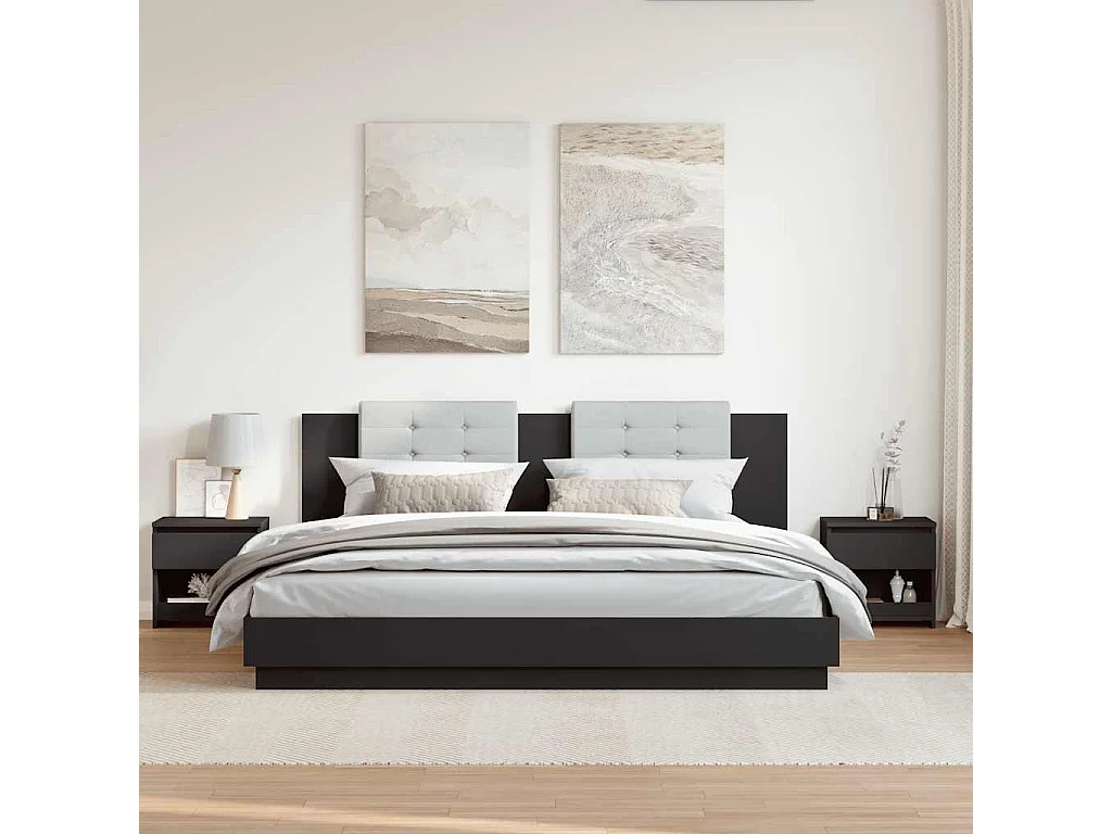 Mesitas de noche | Mesilla de noche 2 uds madera contrachapada negro 40x30x39 cm