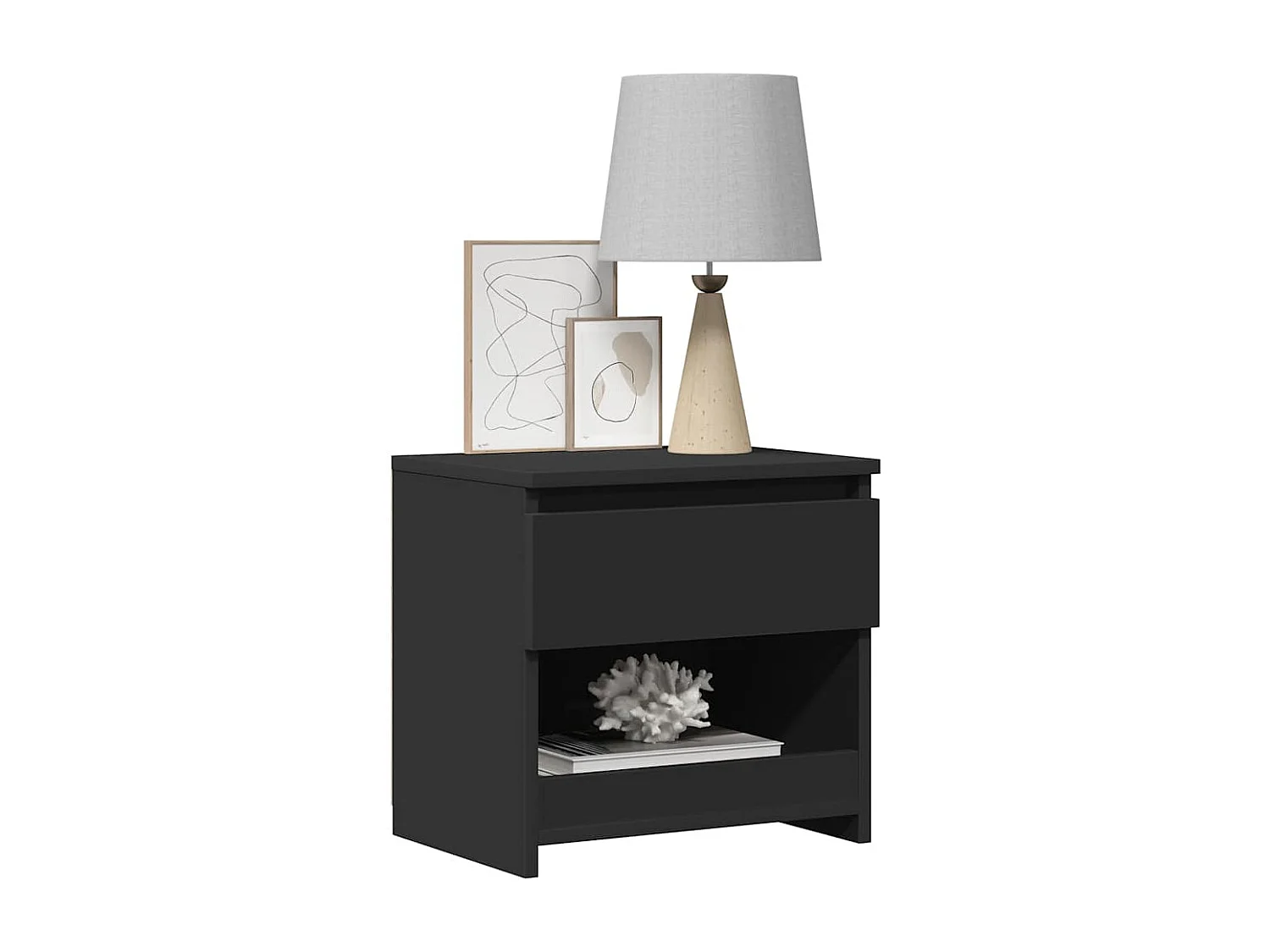 Nachttisch 2er Set-Beistelltisch Schwarz 40x30x39 cm Holzwerkstoff SHL74070