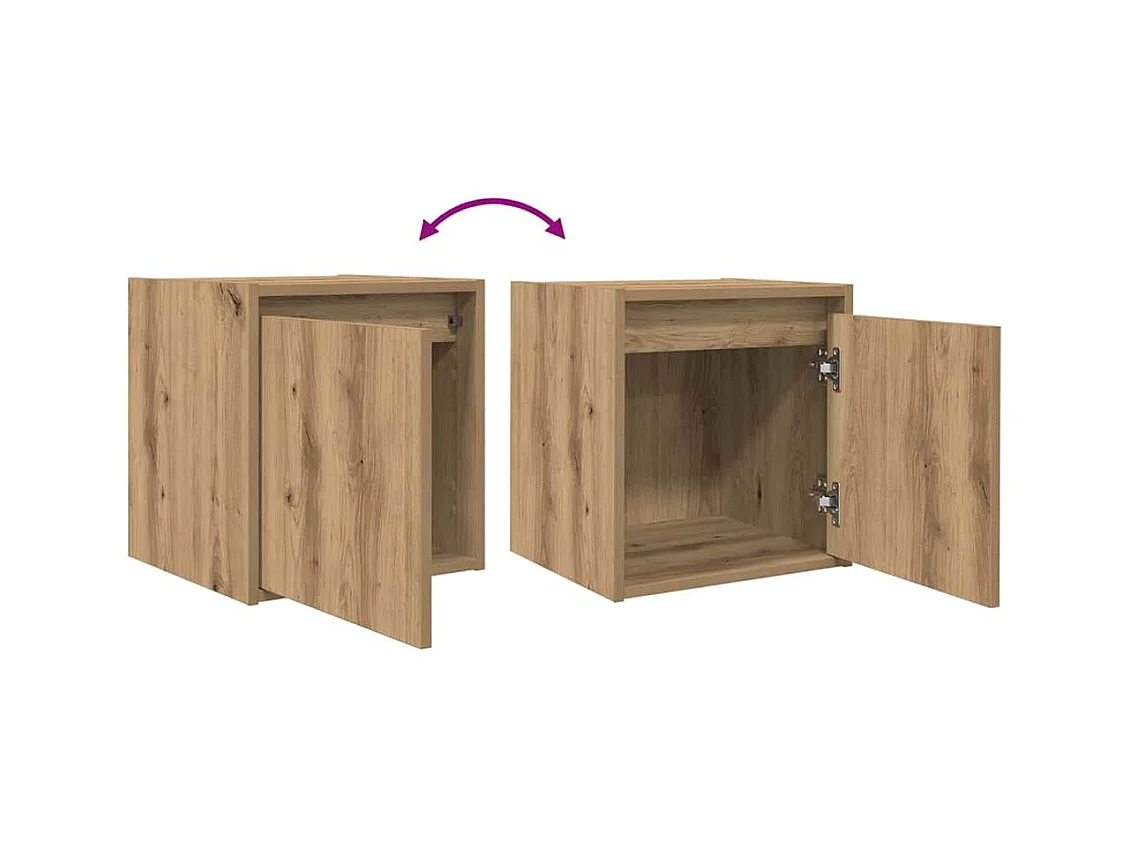 Mesitas de noche | Mesilla de noche de pared 2 uds roble artisan 38x34x40 cm