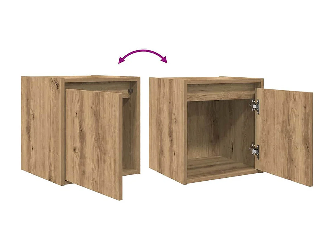 Nachttisch hängend 2er Set | Wand-Nachttische Artisan-Eiche 38x34x40 cm SHL53493