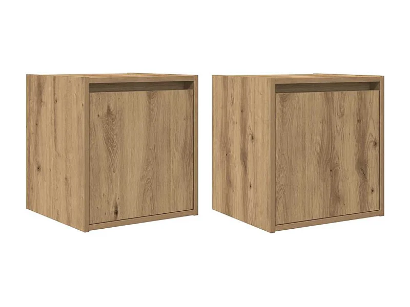 Lot de 2 Tables de chevet flottantes chêne artisanal 38x34x40 cm