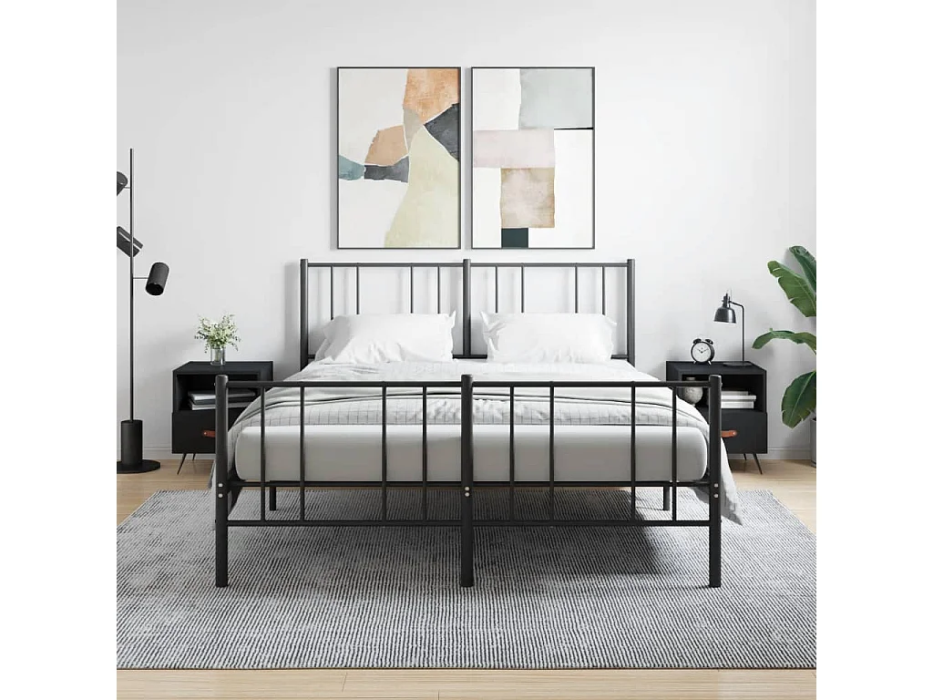 Nachttisch 2er Set-Beistelltisch-Nachttischkommode Schwarz 40x35x47,5 cm Holzwerkstoff SHL79040