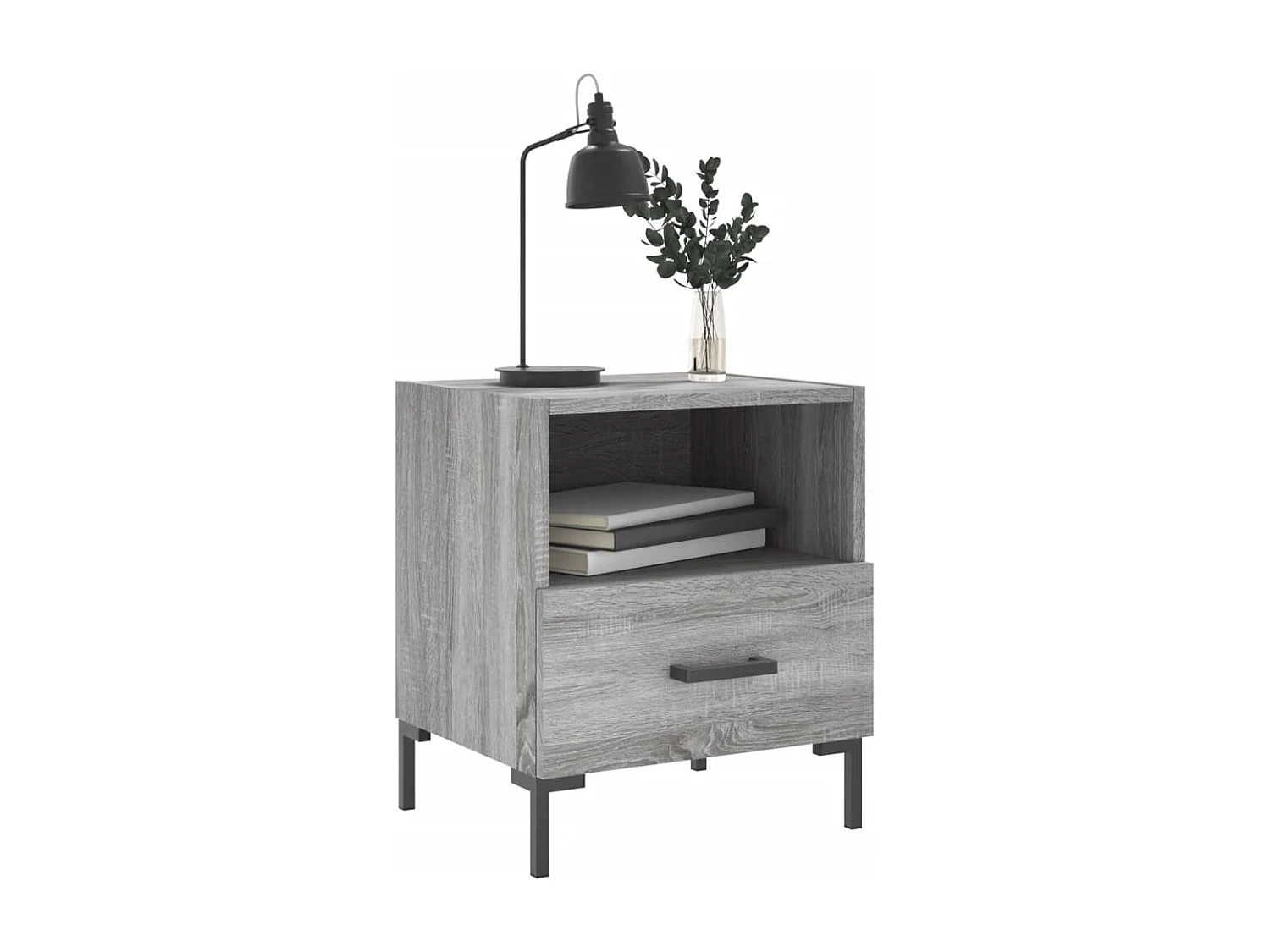 Mesitas de noche | Mesilla de noche 2 uds madera ingeniería gris Sonoma 40x35x47,5 cm