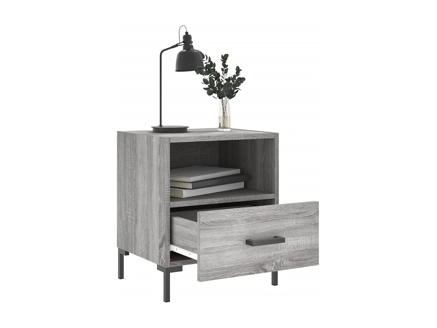 Nachttisch 2er Set-Beistelltisch-Nachttischkommode Grau Sonoma 40x35x47,5 cm Holzwerkstoff SHL48981