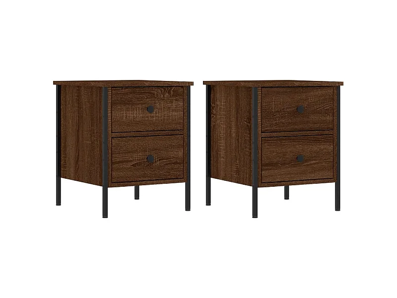Mesitas de noche | Mesilla de noche 2 uds madera ingeniería marrón roble 40x42x50 cm