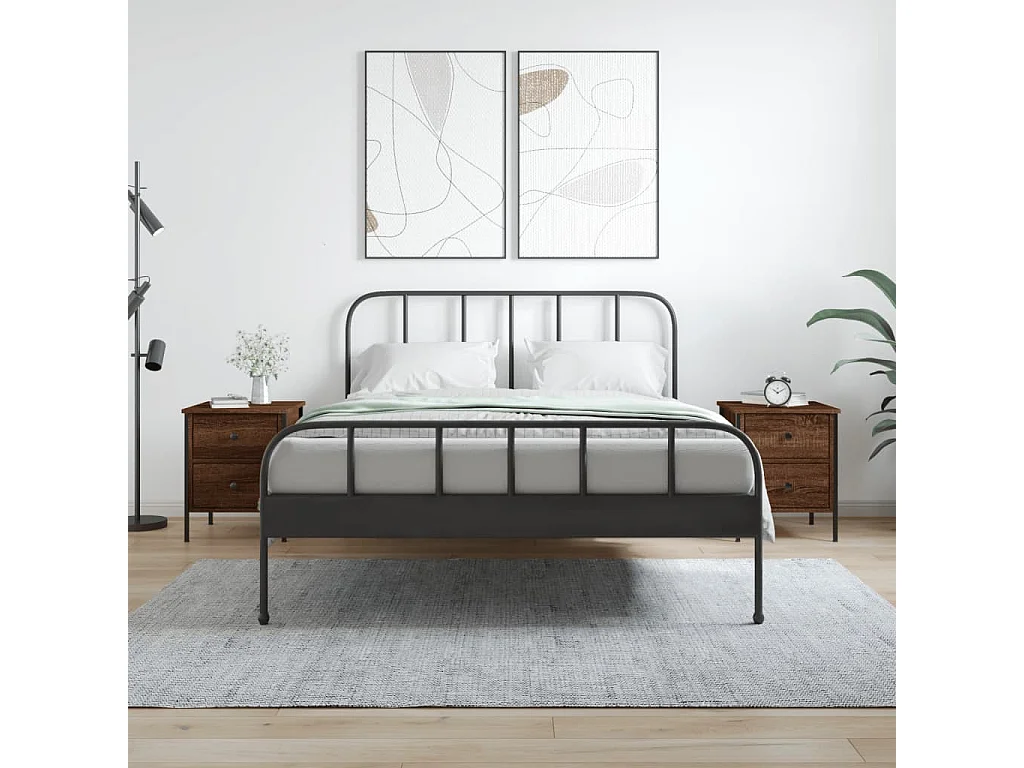 Nachttisch 2er Set-Beistelltisch-Nachttischkommode Braun Eichen-Optik 40x42x50 cm Holzwerkstoff SHL66203