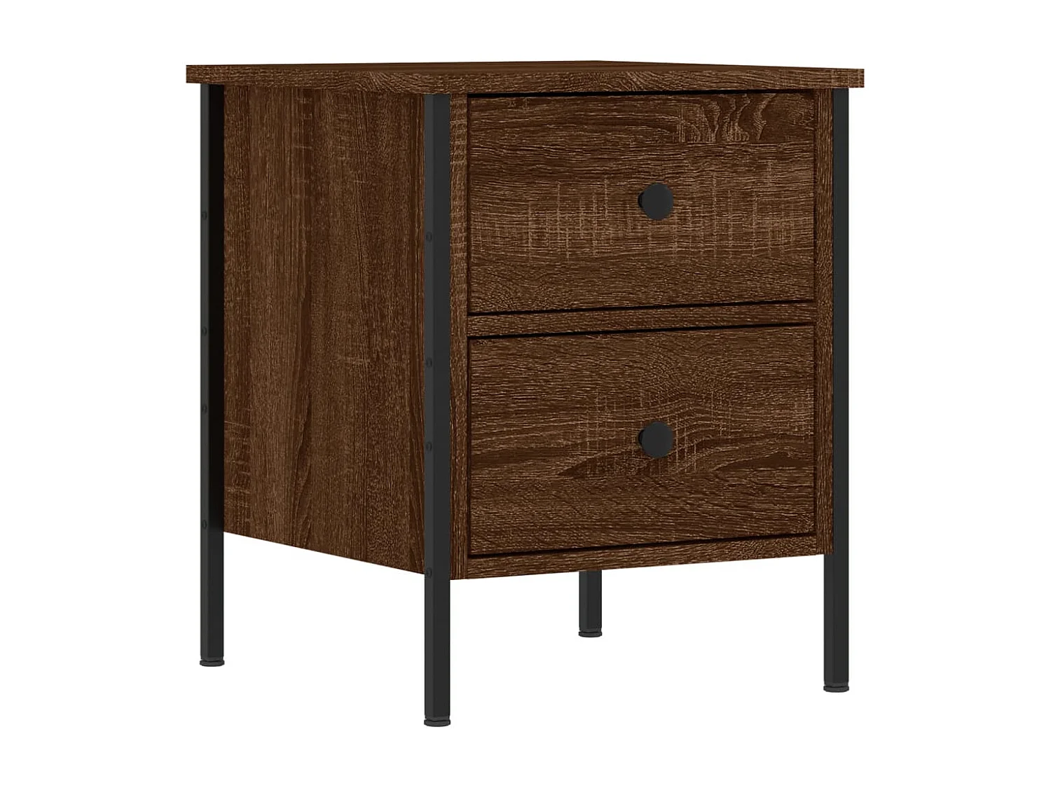 Nachttisch 2er Set-Beistelltisch-Nachttischkommode Braun Eichen-Optik 40x42x50 cm Holzwerkstoff SHL66203