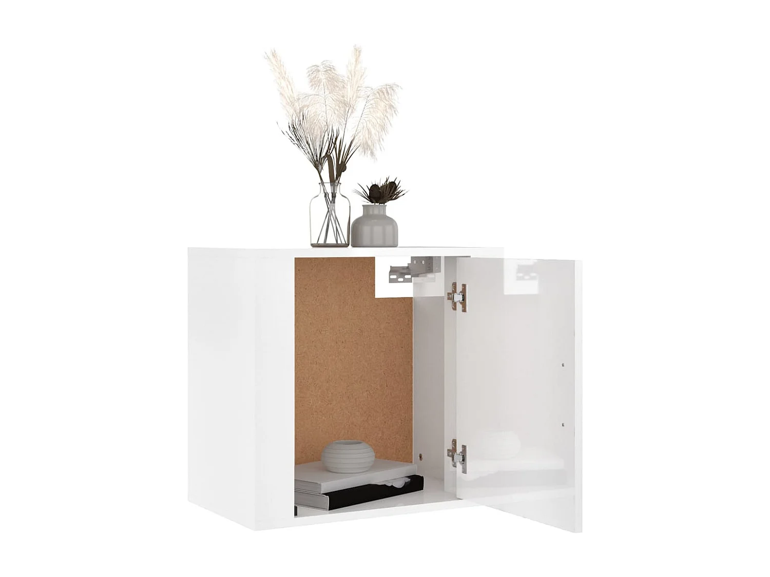 Mesitas de noche | Mesilla de noche de pared 2 uds blanco brillante 50x30x47 cm