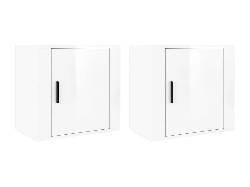 Lot de 2 Tables de chevet suspendue Blanc brillant 50x30x47 cm