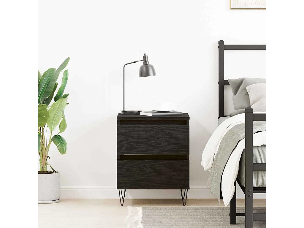 Table de chevet-Table d'appoint Chêne noir 40x35x50 cm Bois d'ingénierie