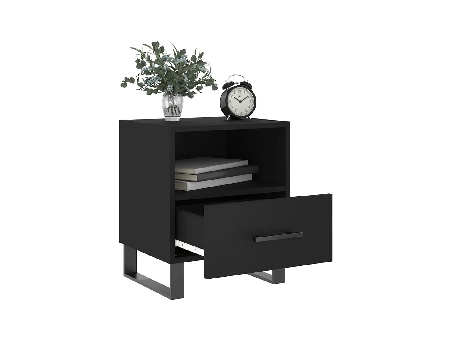 Mesitas de noche | Mesilla de noche 2 uds madera ingeniería negro 40x35x47,5 cm