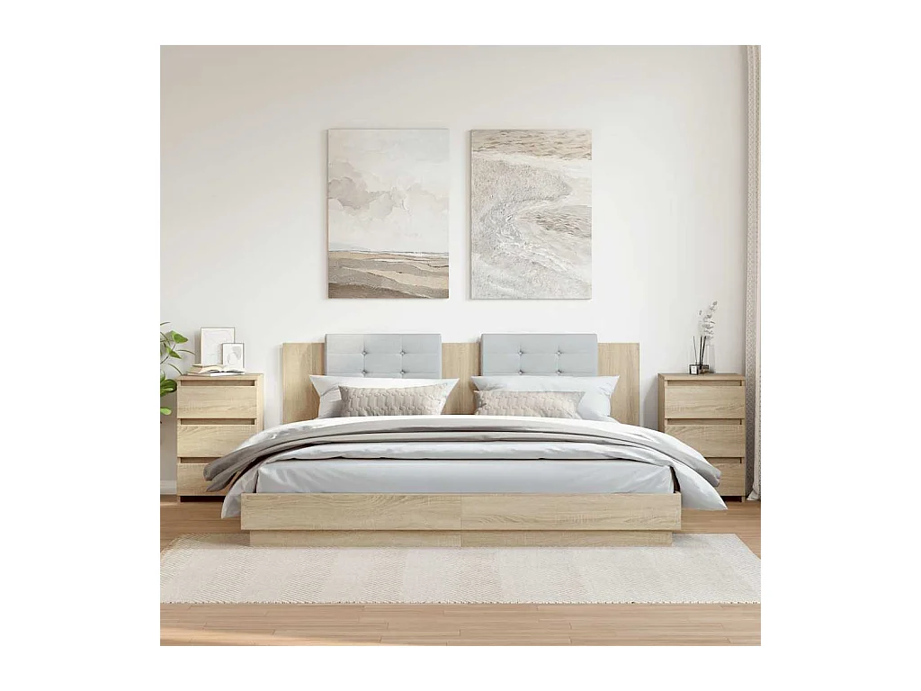 Mesitas de noche | Mesilla de noche 2 uds contrachapada roble Sonoma 40x35x62,5cm