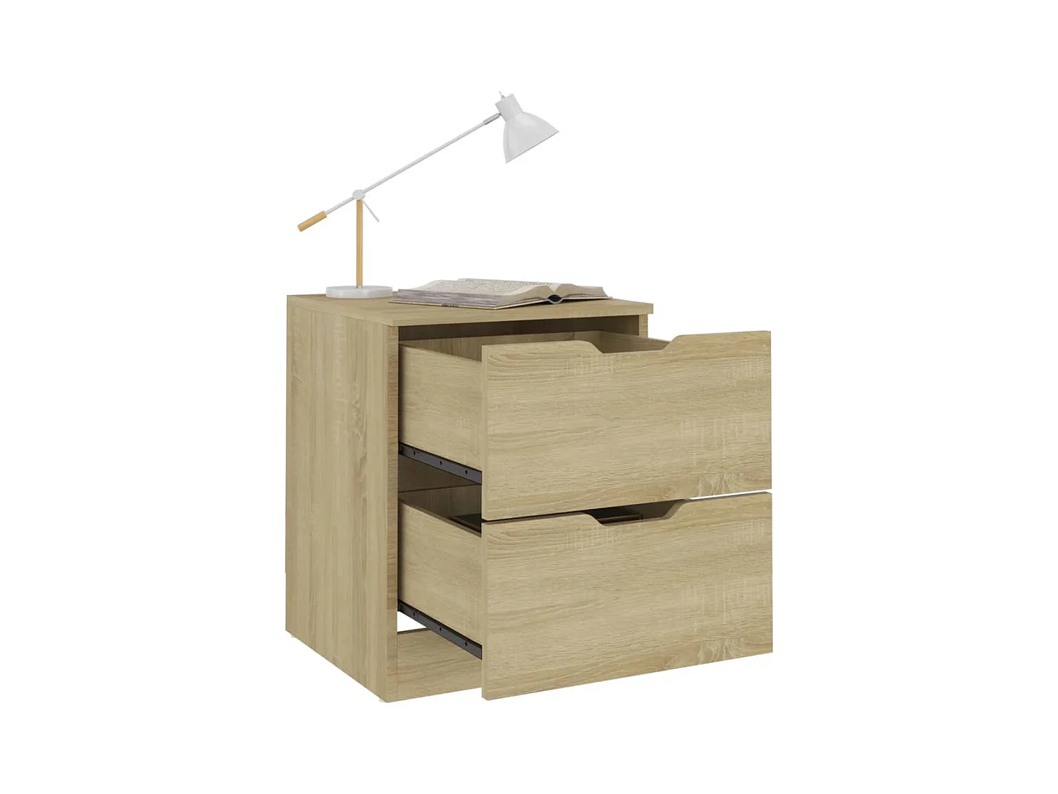 Mesitas de noche | Mesilla de noche 2 uds madera ingeniería roble Sonoma 40x40x50 cm