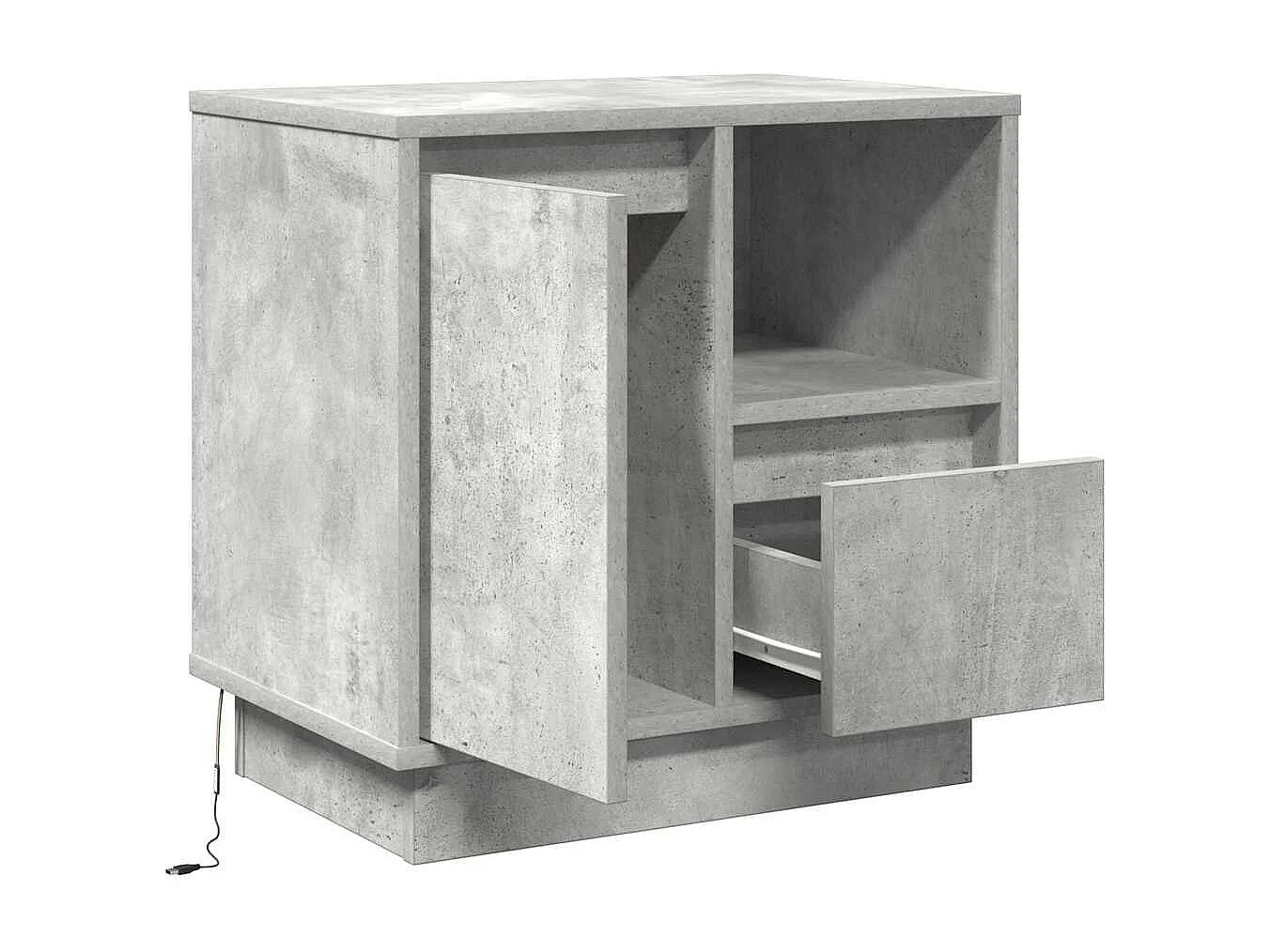 Mesita de Noche | Armario de Noche con cajón con Gris hormigón 50x34.5x50 cm