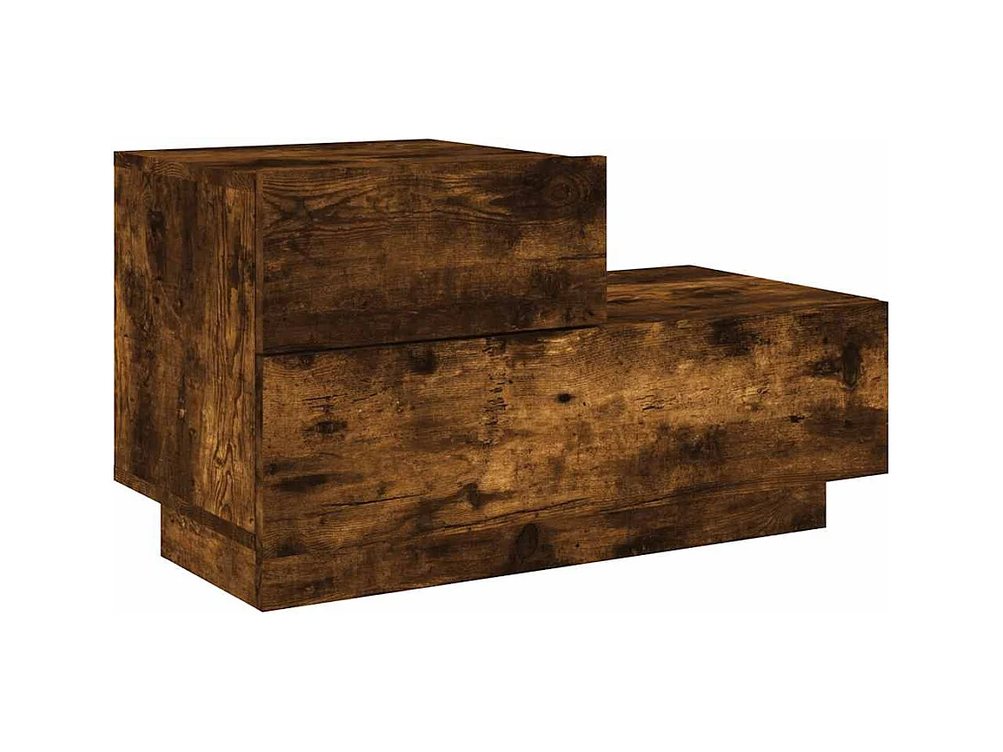 Mesita de noche | Mesilla de noche con luces LED roble ahumado 70x36x40,5 cm