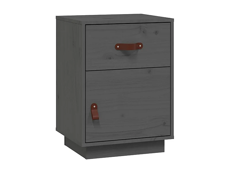 Mesita de noche | Mesilla de noche madera maciza de pino gris 40x34x55 cm