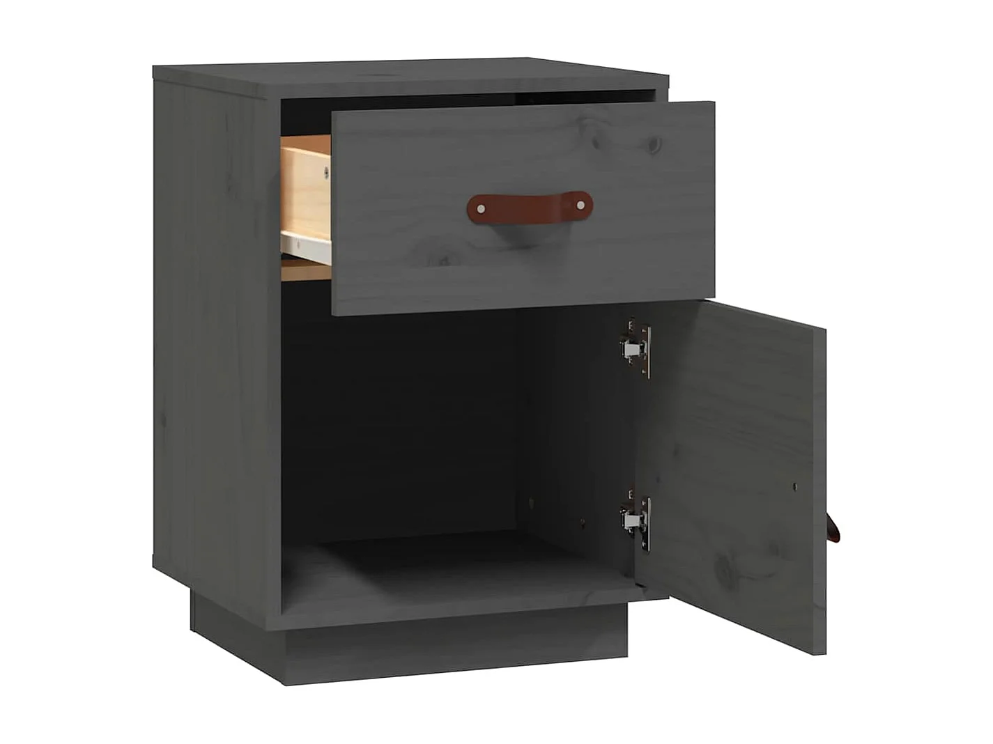 Mesita de noche | Mesilla de noche madera maciza de pino gris 40x34x55 cm