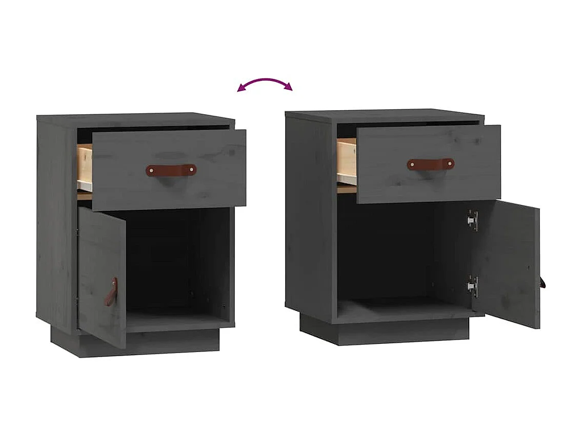 Nachttisch-Beistelltisch Grau 40x34x55 cm Massivholz Kiefer SHL93772