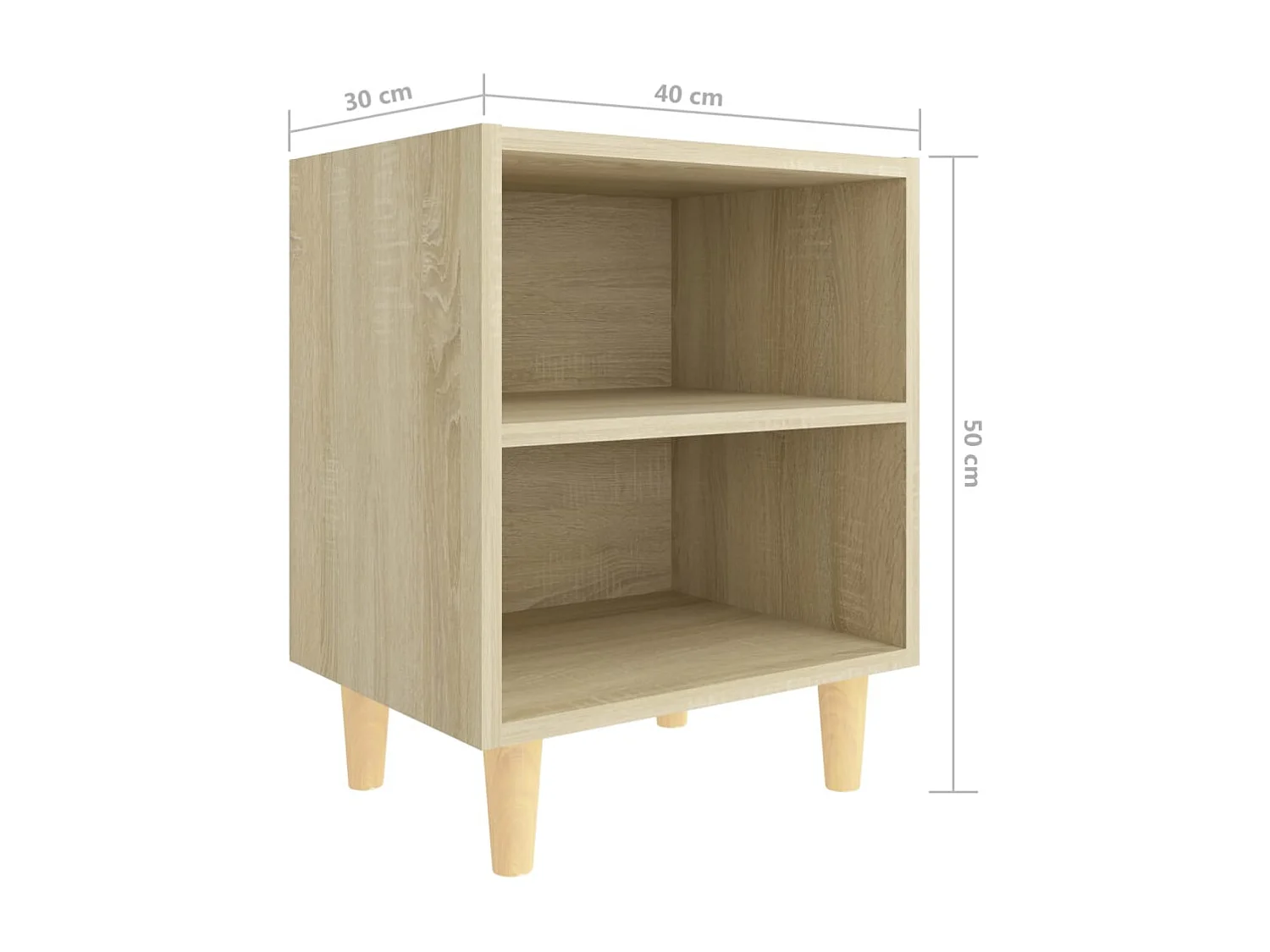 Nachttisch-Beistelltisch mit Massivholz-Beinen Sonoma-Eiche 40x30x50cm SHL2028