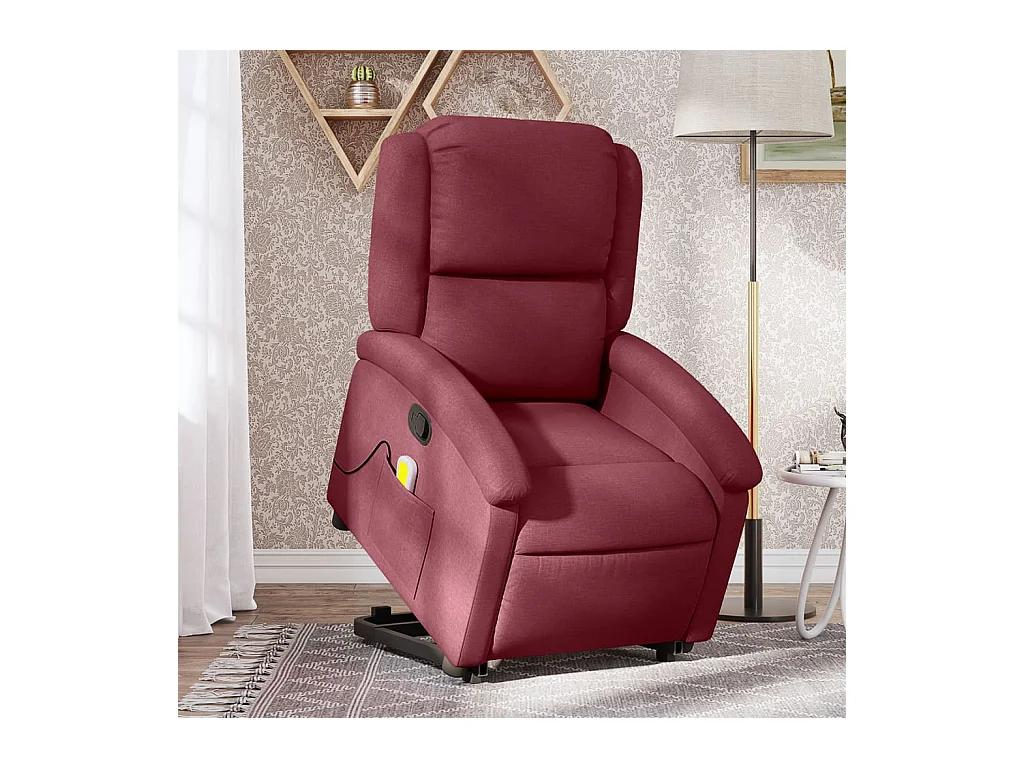 Sillón de relax | Sillón reclinable de masaje elevable tela rojo tinto SHL3372