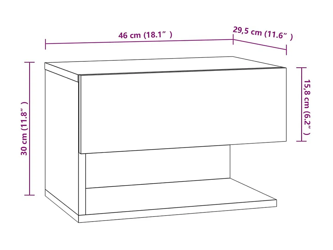 Nachttisch hängend 2er Set | Wand-Nachttische Weiß SHL75188