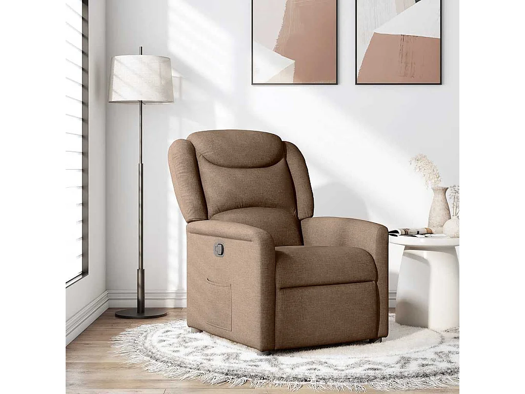 Relaxsessel | Lounge Sessel für Wohnzimmer Braun Stoff SHL49003
