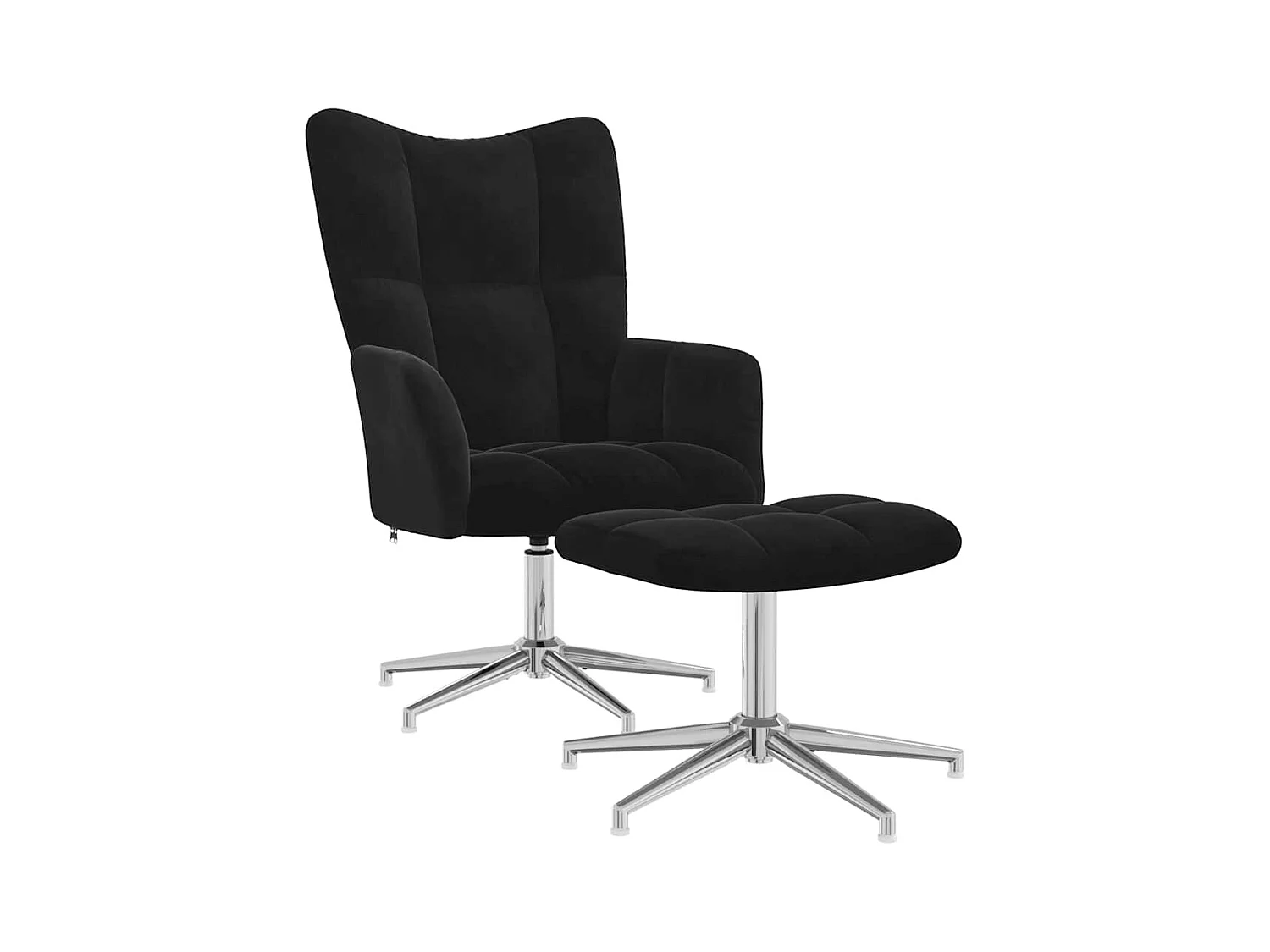 Chaise de relaxation moderne avec tabouret-Fauteuil de Salon Noir Velours SHL3761
