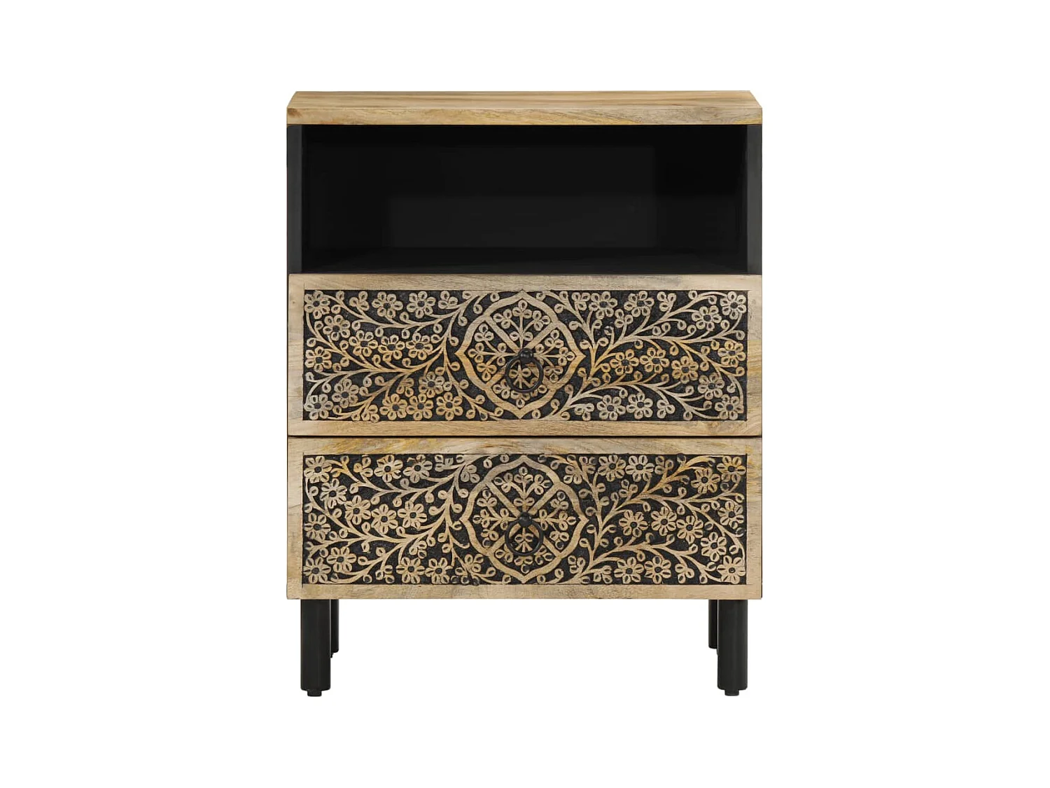 Mesita de noche | Mesilla de noche madera maciza de mango 50x33x60 cm