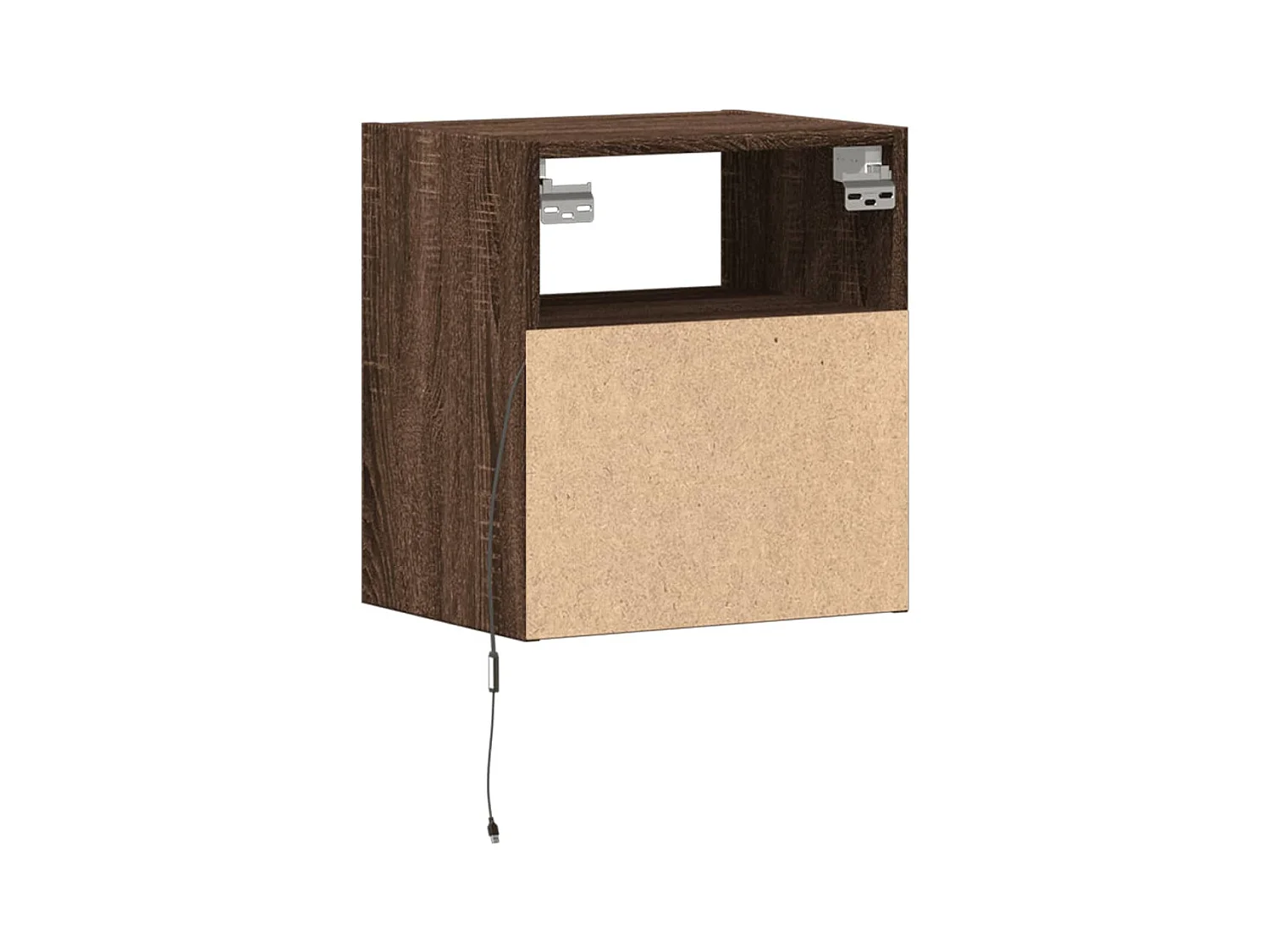 Mesita de noche | Mesilla de noche de pared con luces LED roble marrón