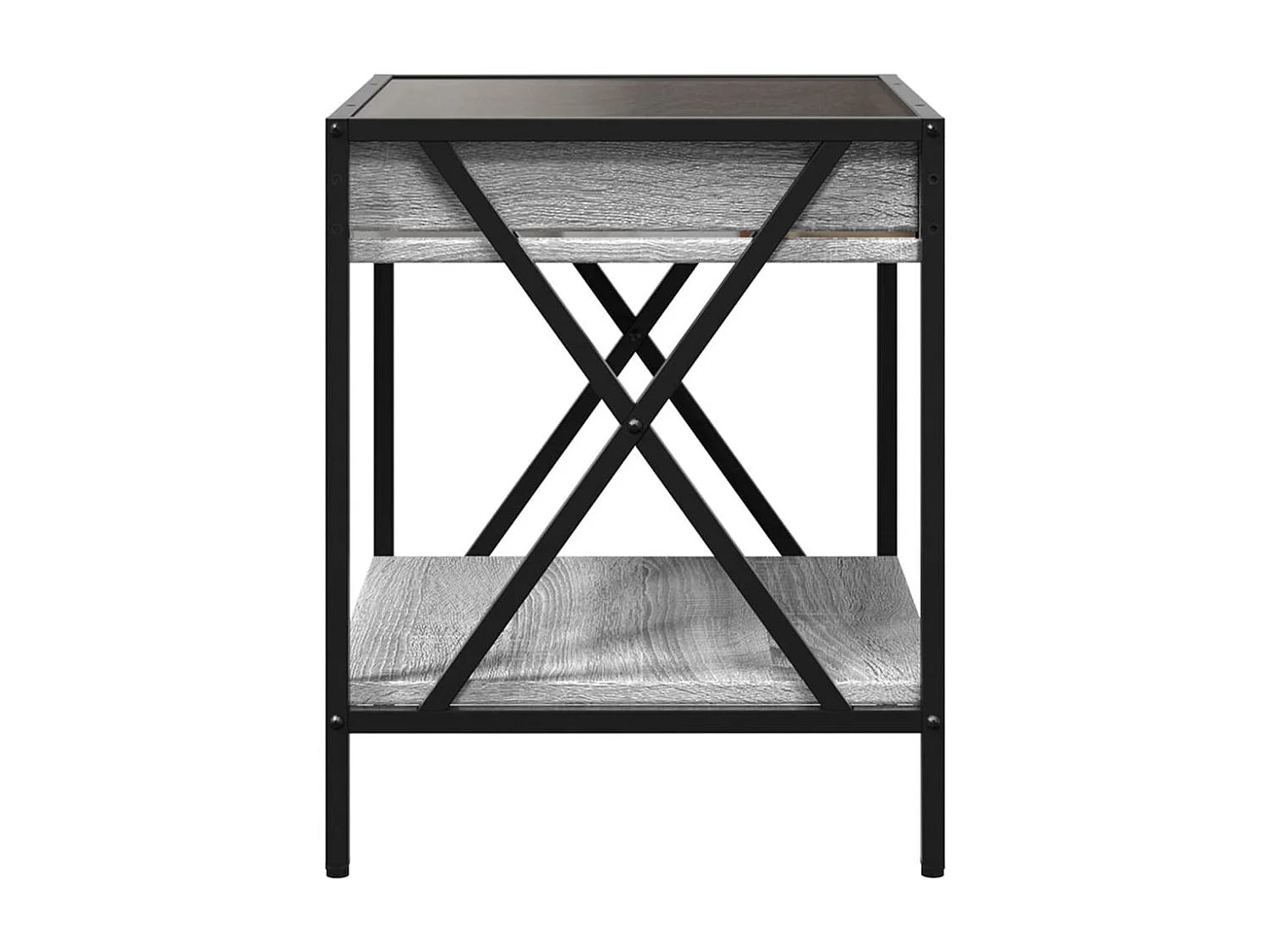 Nachttisch-Beistelltisch mit Infinity-LED Grau Sonoma 40x40x49 cm SHL24722