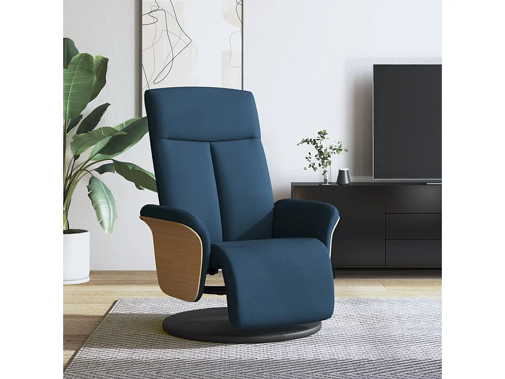 Relaxstoel | Fauteuil | Bureaustoel verstelbaar met voetensteun stof blauw