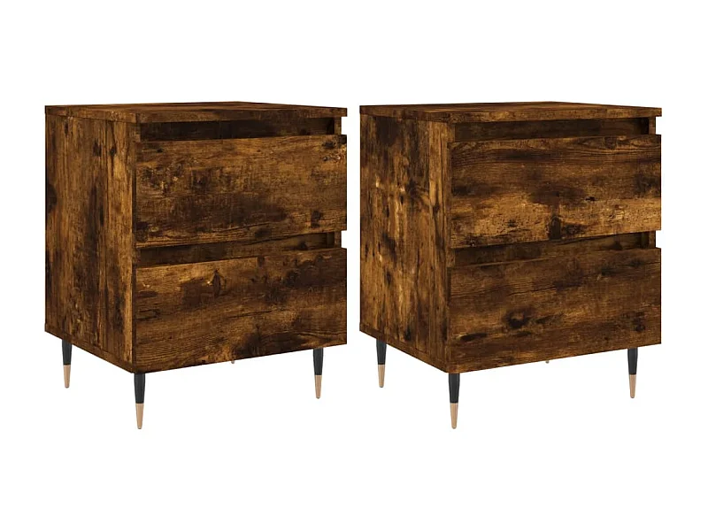 Tables de chevet lot de 2 avec tiroirs chêne fumé 40x35x50 cm bois ingénierie