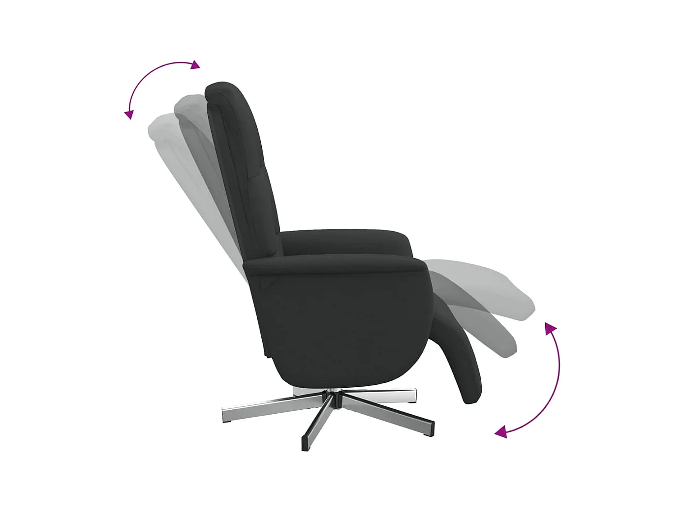 Sillón de relax | Sillón reclinable con reposapiés tela negra SHL7944