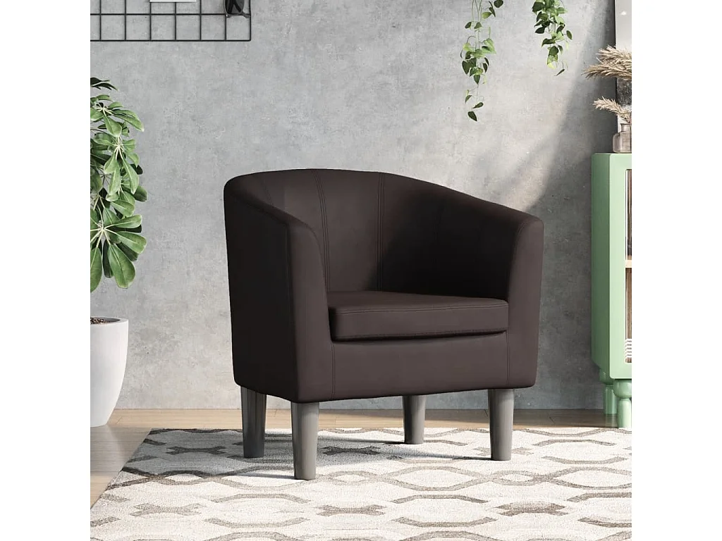 Sillón de salón cuero sintético marrón SHL6168