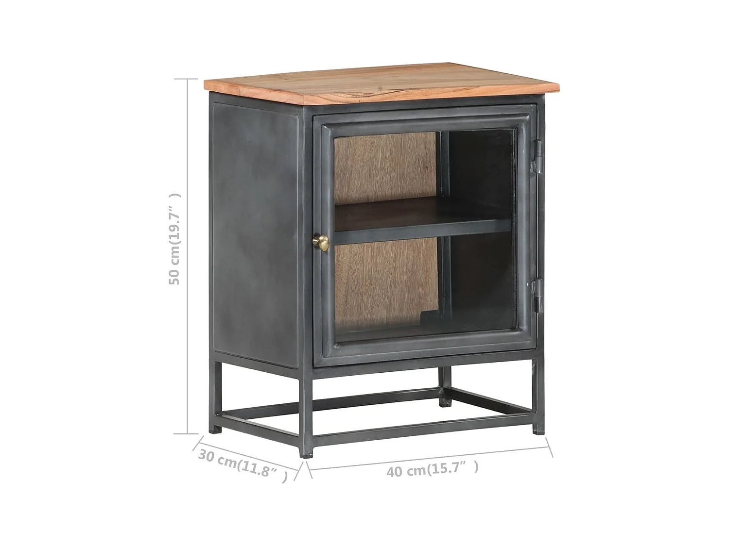 Mesita de noche | Mesilla de noche de madera maciza de acacia gris 40x30x50 cm