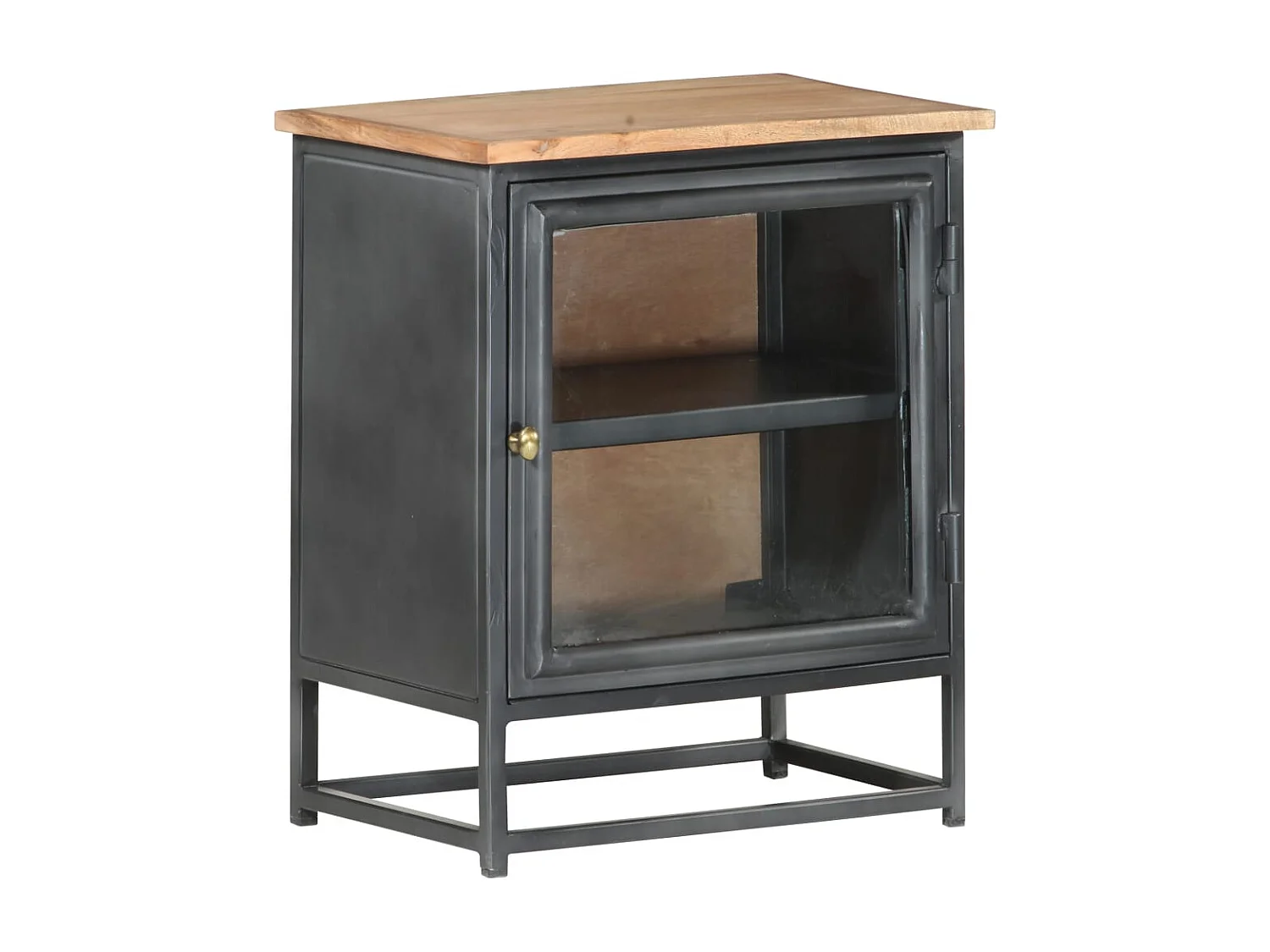 Nachttisch-Beistelltisch Grau 40x30x50 cm Massivholz Akazie SHL84645