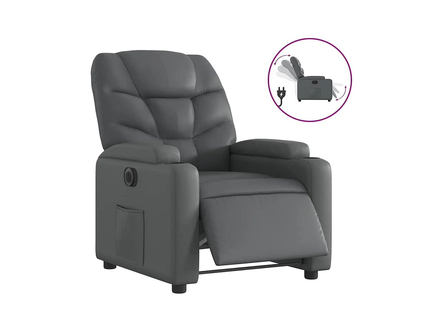 Sillón de relax | Silla | Sillón reclinable eléctrico de cuero sintético gris SHL2483