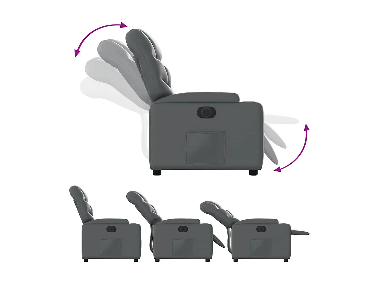 Sillón de relax | Silla | Sillón reclinable eléctrico de cuero sintético gris SHL2483