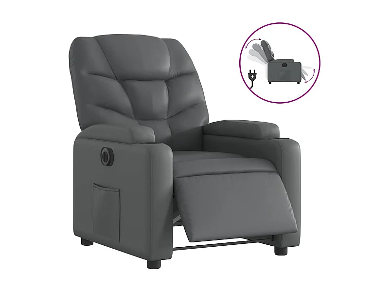 Fauteuil inclinable électrique-Chaise de relax-Fauteuil salon Gris Similicuir SHL3680