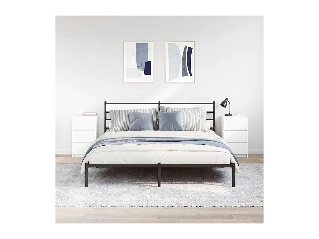 Pack 2 uds Mesilla de noche | Mesitas de noche con 3 cajones Blanco 39x35x65 cm