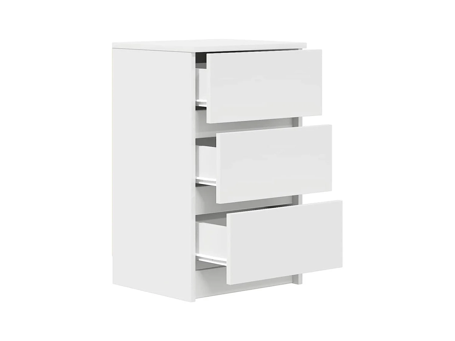 Pack 2 uds Mesilla de noche | Mesitas de noche con 3 cajones Blanco 39x35x65 cm